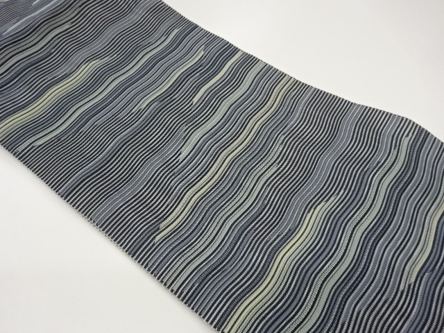 JAPANESE NAGOYA OBI FOR SUMMER / WOVEN ABSTRACT STRIPE
